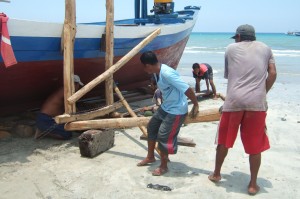 mise à l'eau d'un bateau